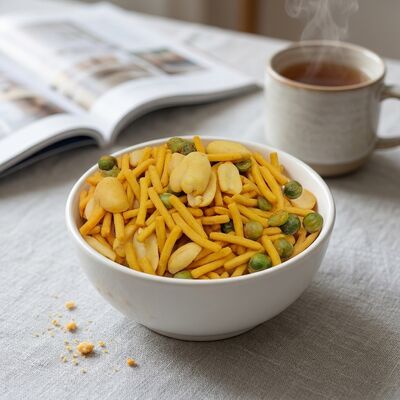 Feijões de Textura Tripla Crocante Misturados com Palitos - Lanches de Soja Prontos para Consumo com Sabor Salgado Perfeito