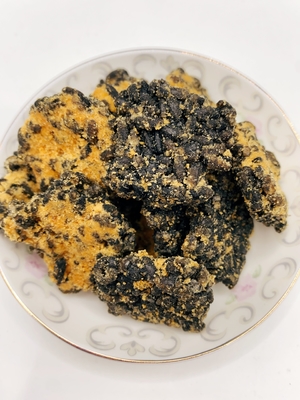 Guoba dourado preto gema de ovo salgada e fio de porco sabor arroz biscoito mistura arroz crocante crosta de arroz frito