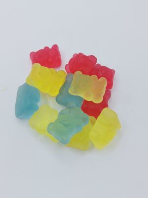 Gomas de urso coloridas - formato de urso fofo, textura elástica e em borracha, feitas com ingredientes premium